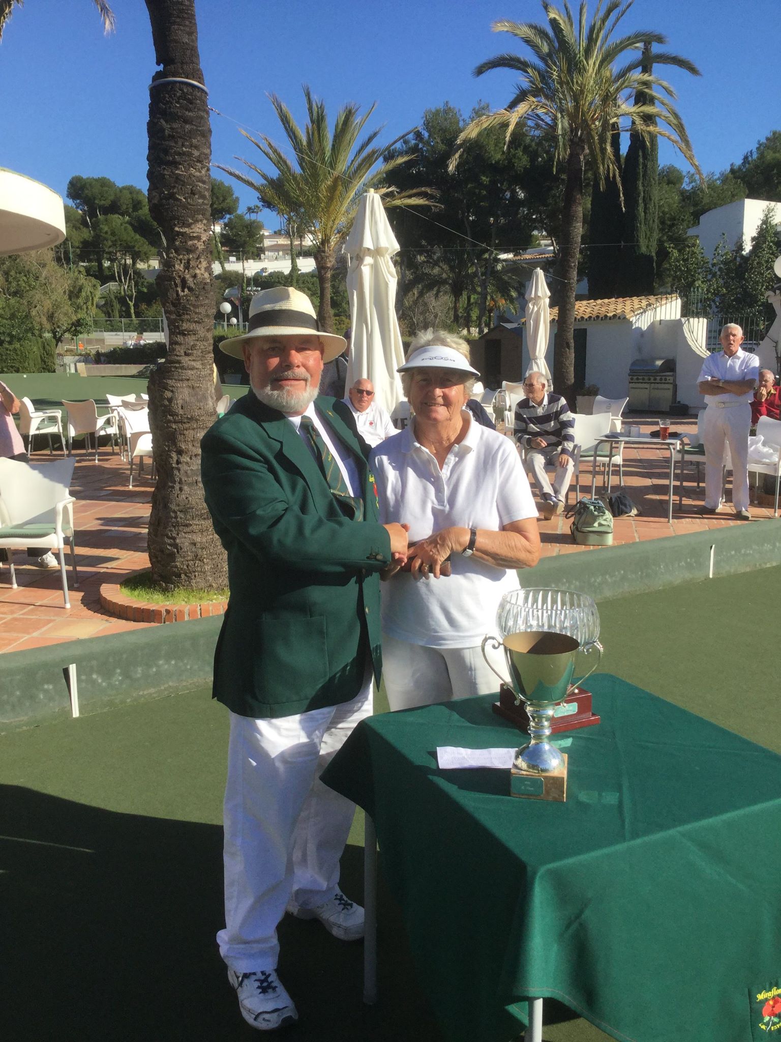 Trophy presentation ceremony at Miraflores Bowls Club
